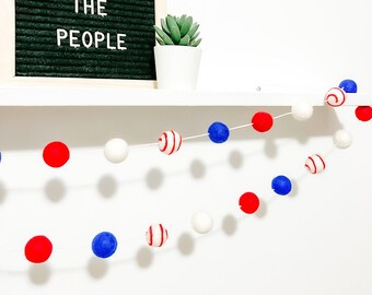 Patriotic Garland , fourth of july garland , patriotic decor , 4th of july garland , blue red and white garland, 4th of july decor,