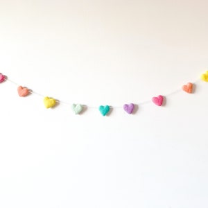 Pastel Rainbow Heart Garland , Rainbow Garland , Neutral garland,Heart garland,nursery decor,Playroom decor, kids room decor,Rainbow wedding