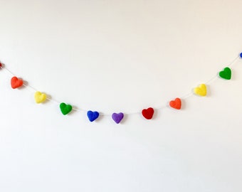 Rainbow Heart Garland , Rainbow Garland , Neutral garland, Heart garland,nursery decor,Playroom decor, kids room decor , heart wedding decor