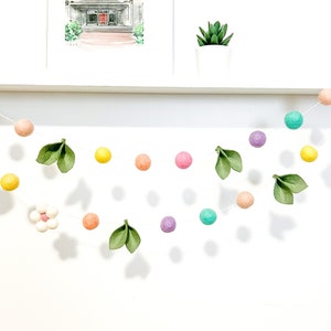 Spring felt ball garland , Spring decor , spring decorations , Spring flowers, blush decor , Pastel Decor , easter decor, easter garland image 6