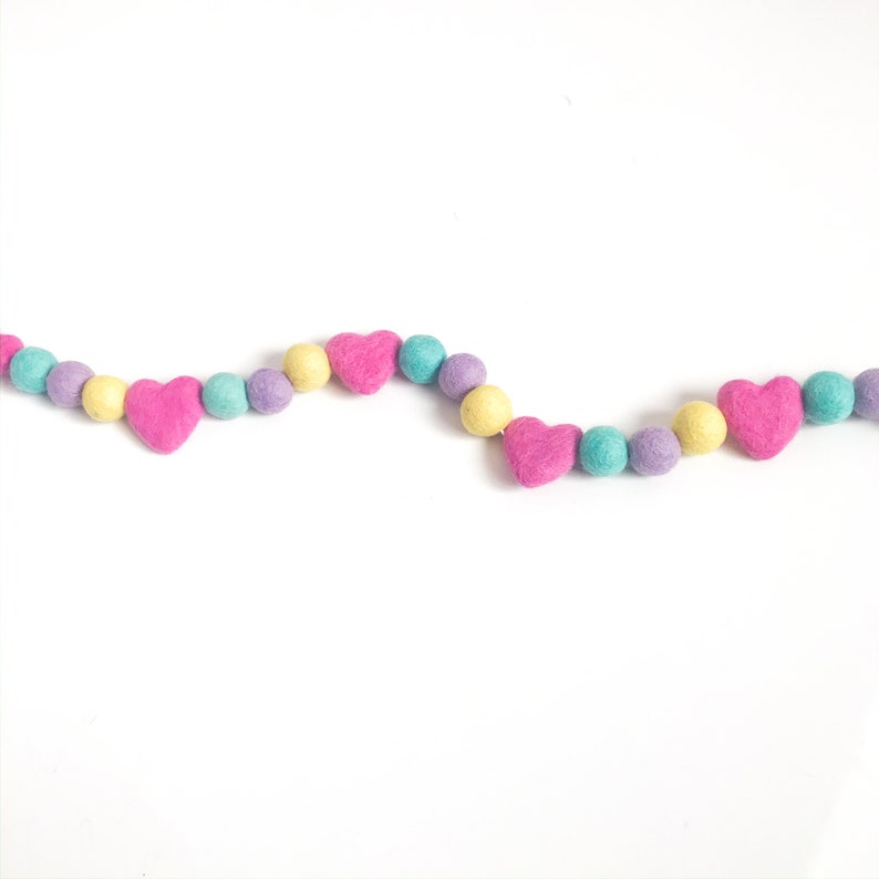 Heart garland Pastel rainbow garland nursery decor felt ball garland Neutral garland easter decoration Easter Felt Garland
