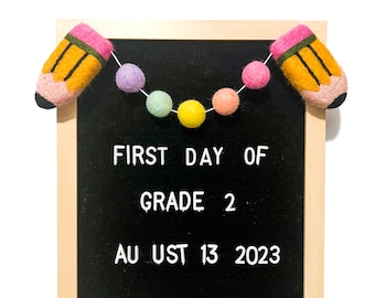 Pastel Rainbow Letter board garland,Felt Pencil Garland, Felt ball decor,Classroom decor, Back to school decor,Teacher gift,pom pom garland,