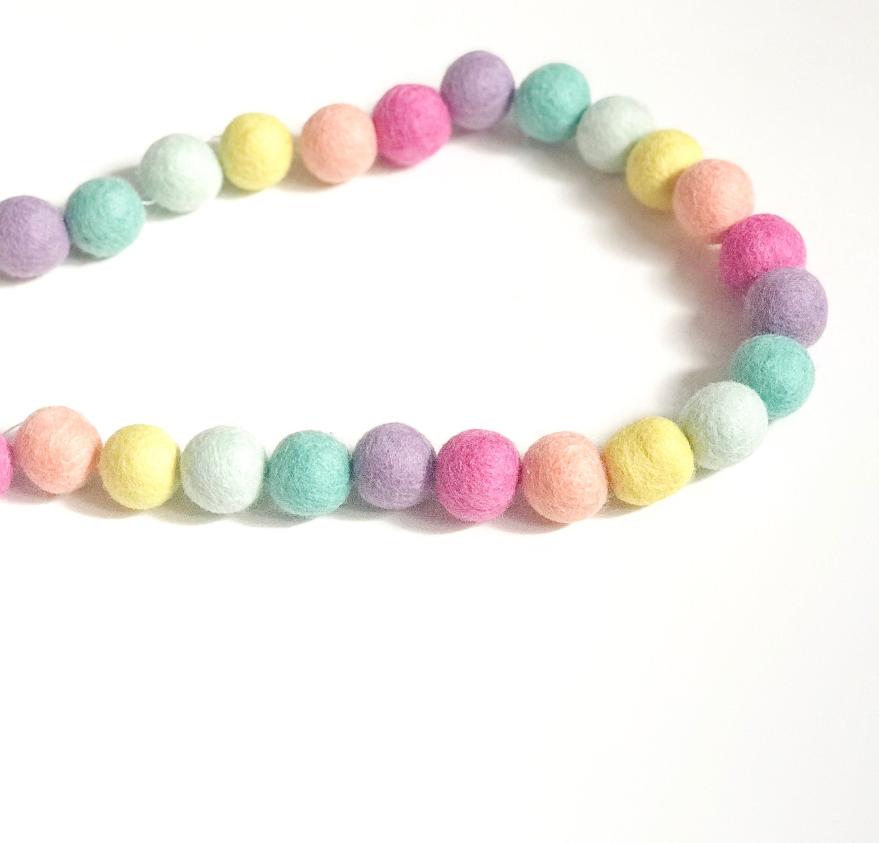 Rainbow Felt Ball Garland Pastel Rainbow Garland Neutral Etsy