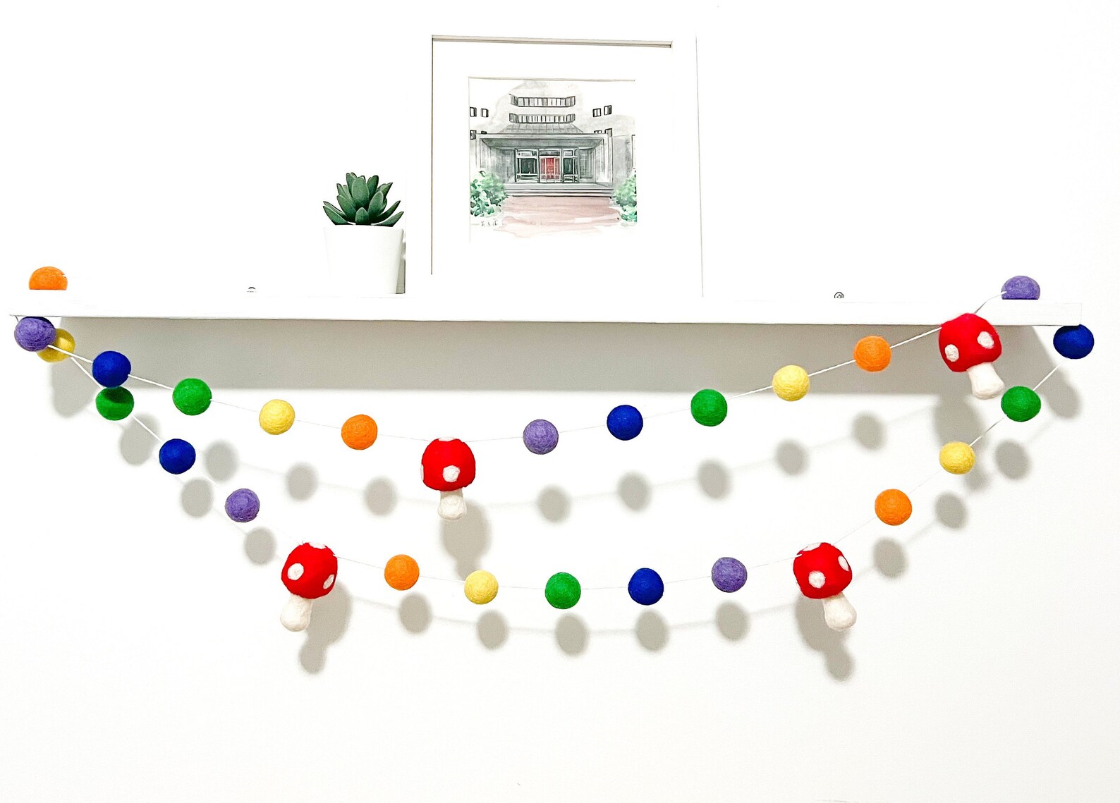 Bright Rainbow Felt Ball Garland , Rainbow Garland , Back to School ...