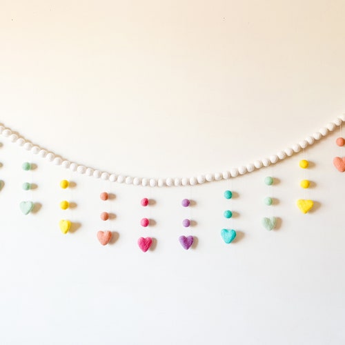 Pastel Rainbow Felt Ball Garland Nursery Decor Garland Wall Etsy