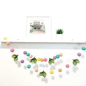 Spring felt ball garland , Spring decor , spring decorations , Spring flowers, blush decor , Pastel Decor , easter decor, easter garland imagem 9