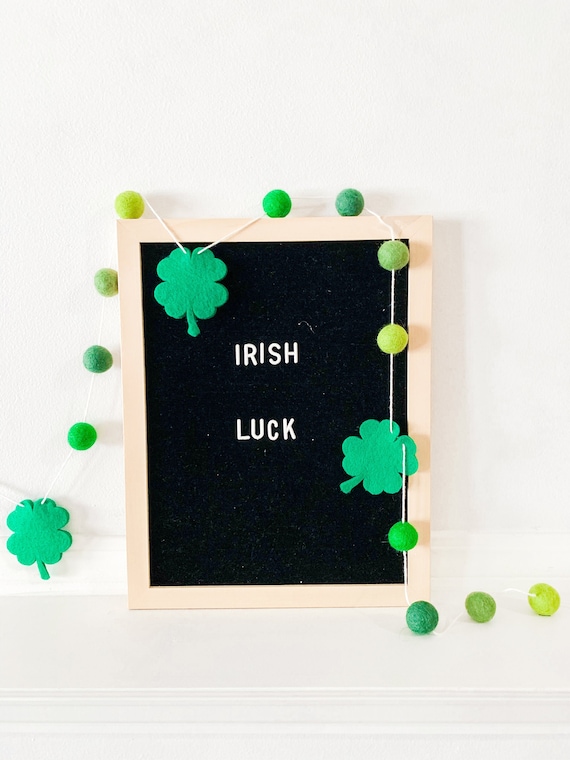 St. Patrick's Day Garland , Leprechaun's Felt Ball Garland , Shamrock Garland , St. Patrick's Day Felt ball Garland ,St. Patrick's Day decor