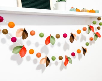 Fall felt ball garland ,Thanksgiving garland , pom pom garland , Thanksgiving decor, Felt Garland