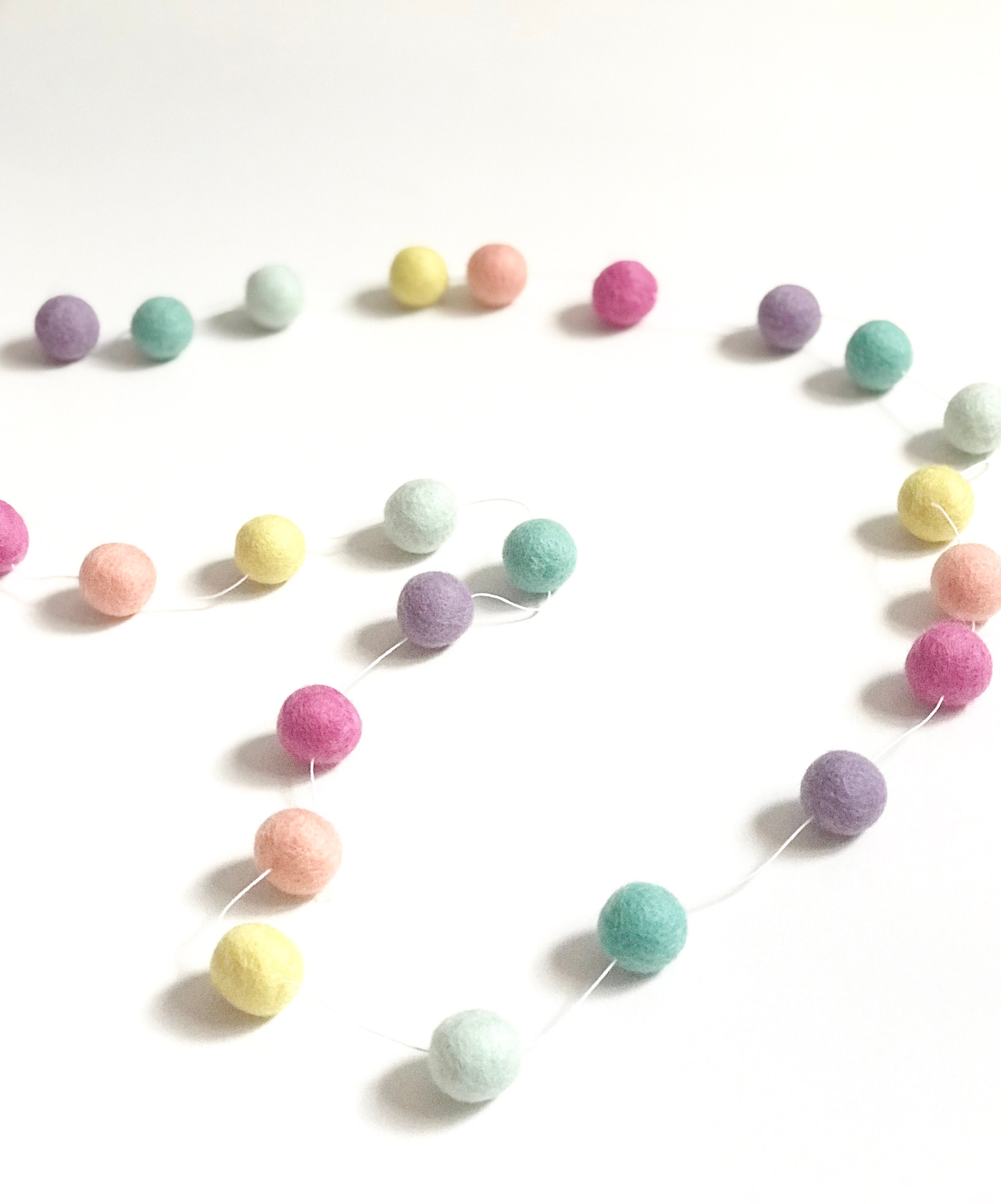 Rainbow Felt Ball Garland Pastel Rainbow Garland Neutral Etsy