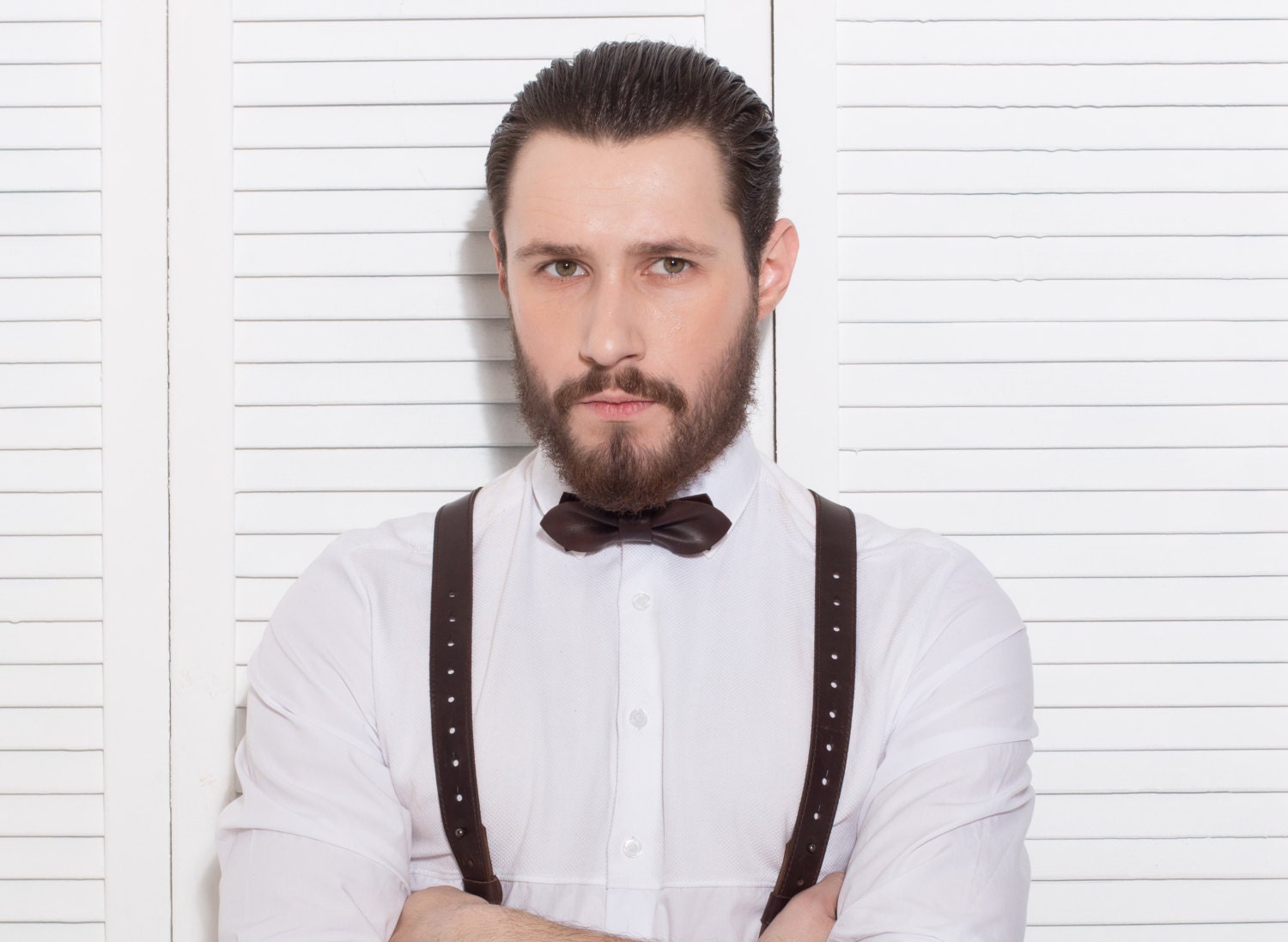 mens bow tie and suspender set