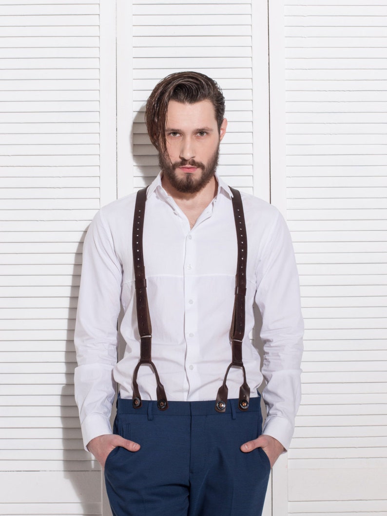 Mens Leather Set Suspenders Bow Tie Mens Set Bowtie Wedding - Etsy