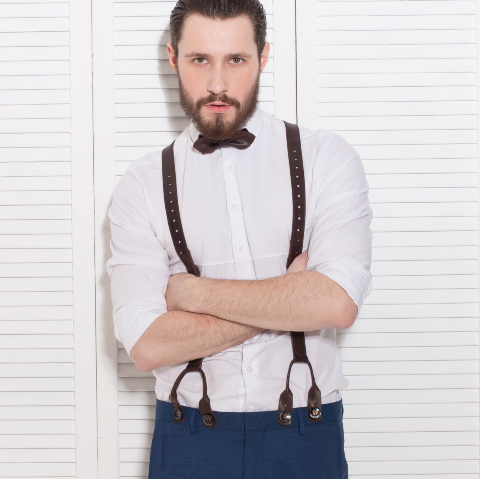 mens leather bow tie