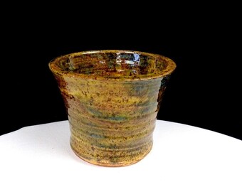Studio Art Pottery Wheel Thrown Stoneware Speckled Earthtones 3 3/8" Vase