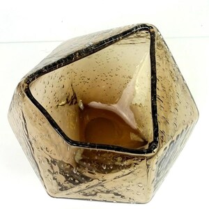Anthropologie Kina Seedy Konstglas Geometrisk Fasetterad Rökbrun 13,5 cm Vas bild 5