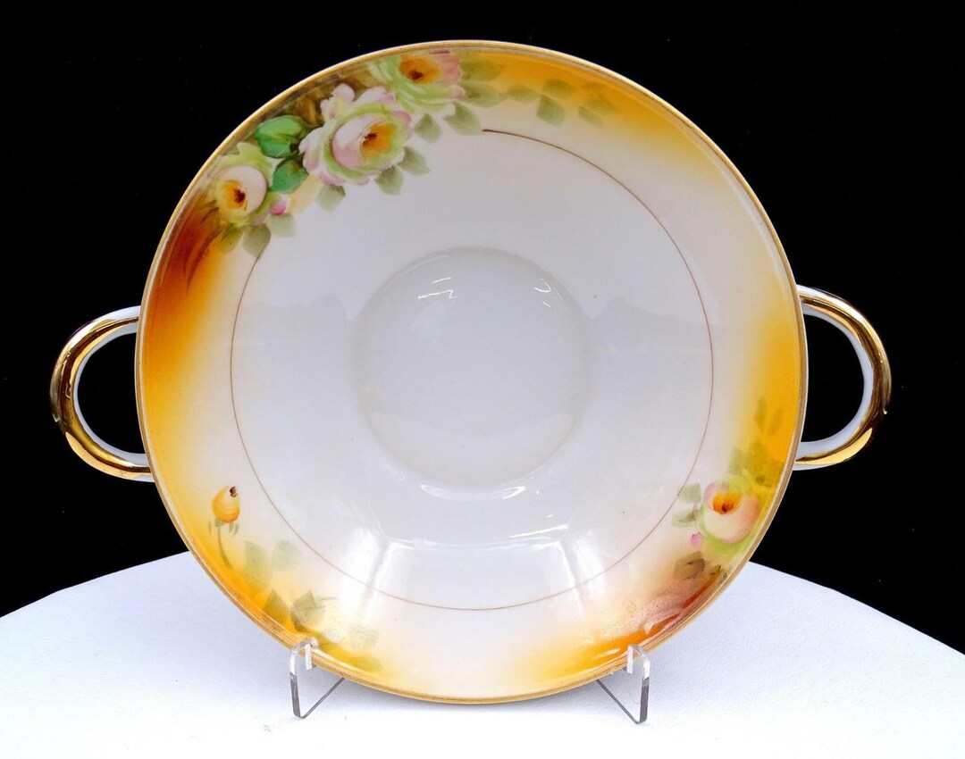 Nippon Japan Rising Sun Floral and Pastels Gold Handled 8 3/4