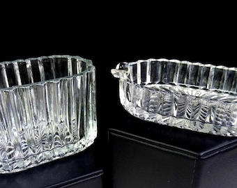 Anchor Hocking Glass Queen Mary Clear 3 3/4" Ashtray & Cigarette Holder 1936-49