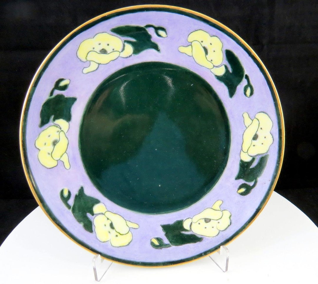 Royal Crescent China Germany Purple and Yellow Floral 7 3/8 Wall Plate