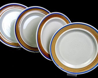 Metlox Poppytrail Vernon Bandero Stoneware 4Pc 10 3/4" Dinner Plates 1969-1979