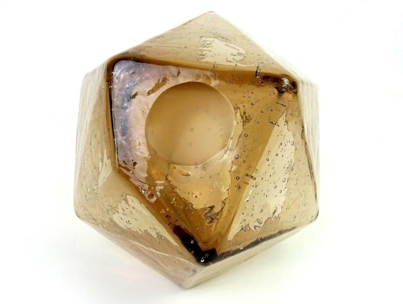 Anthropologie Kina Seedy Konstglas Geometrisk Fasetterad Rökbrun 13,5 cm Vas bild 6