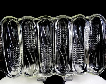 Indiana Glass Little Miracle Majspressad Glas 30 cm Majskolvsbakform 1939-60