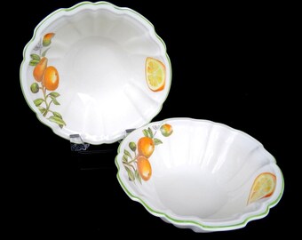 Villeroy & Boch Duitse porseleinen cascara, 2-delige 7 1/4" rijstkommen 2007-2010