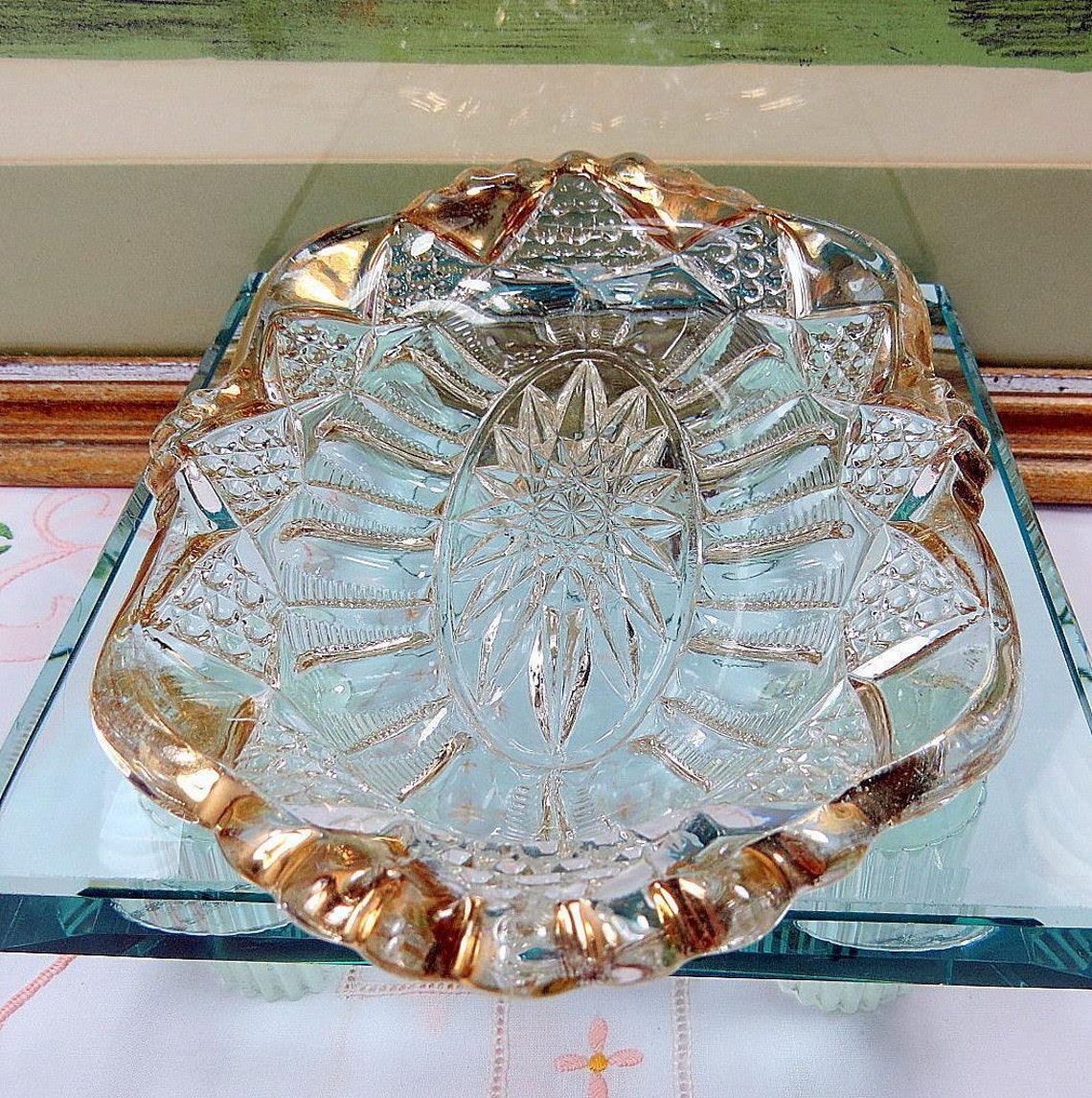 Tarentum Glass Co Eapg Ladders and Diamonds Gold 7 Etsy