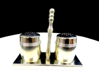 ロイヤルホランド K.M.D. ピューター 2インチ ソルト＆ペッパーシェーカー 3ピース キャディ付きセット