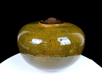 Rash Signed Northwest Studio Art Pottery Large Stoneware Drip Glaze 6 1/4&quot; Vase