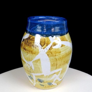 Pacific Stoneware Signed Bennett Welsh Pottery Dancers Vintage 6 3/4&quot; Vase 1960-