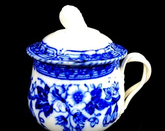 Gien French Porcelain Antique Geoffroy Gurin 3&quot; Lidded Pot De Creme 1800-1871