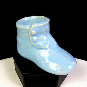 Haeger Pottery USA Hellblauer Vintage 2 3/8 "Baby Schuh Planter 1930-70s