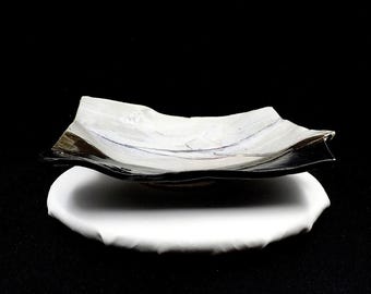 Studio Art Pottery Heidi Signed Layered Stripes 14" Squared Centerpiece Dish