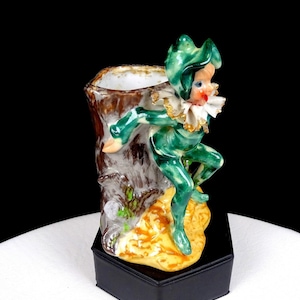 Relpo Porcelain Occupied Japan Pixie Elf Vintage 5" Planter 1945-1952