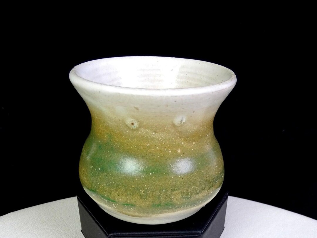Studio Art Pottery Artist Signed Wheel Thrown Stoneware Green 3 1/8 ...