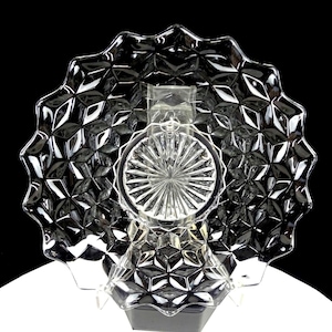 Fostoria American 2056 Clear Glass Cube 7 3/4&quot; Salad Plate 1915-1982