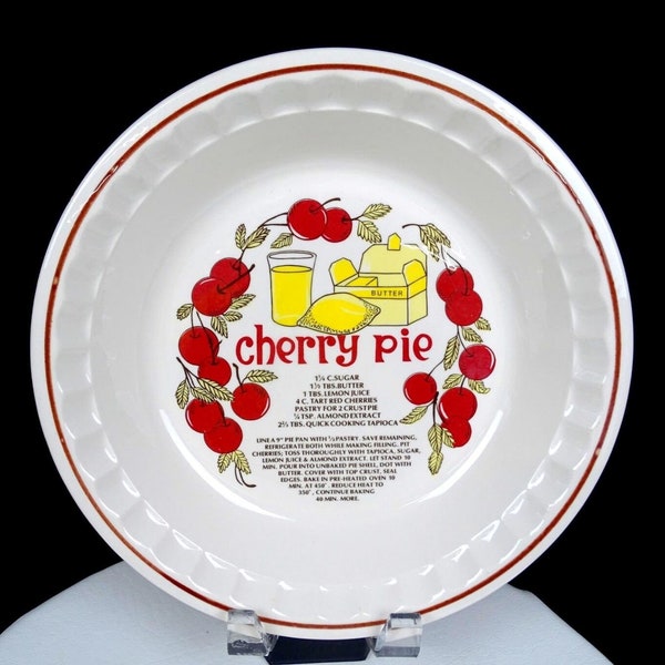 Hankook Korea Porcelain Cherry Pie recipe Vintage 10 3/4" Dish