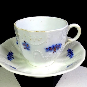 Adderley porselein Chelsea blauwe druiven antieke 2 3/4" kop en schotel set 1912-1926