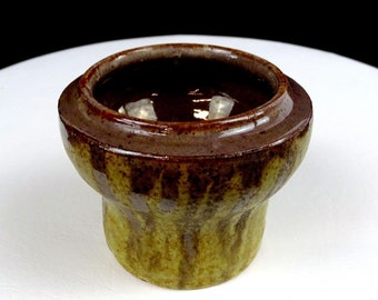 Studio Art Pottery Sims signierte gesprenkelte Tropfglasur 3 1/8" Vase aus den 1950er Jahren