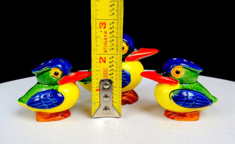 Japanese Porcelain Colorful Kookaburra Tropical Bird 3pc 2 1/2 ...