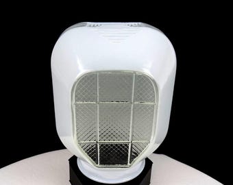 Lampada Art Déco in vetro lattiginoso trasparente con griglia, antica, paralume da 6 1/4", attacco da 3 1/8", anni '20