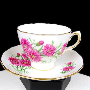 Royal Vale England Ridgway Potteries 7842 Pink Flowers 2 5/8&quot; Cup And Saucer