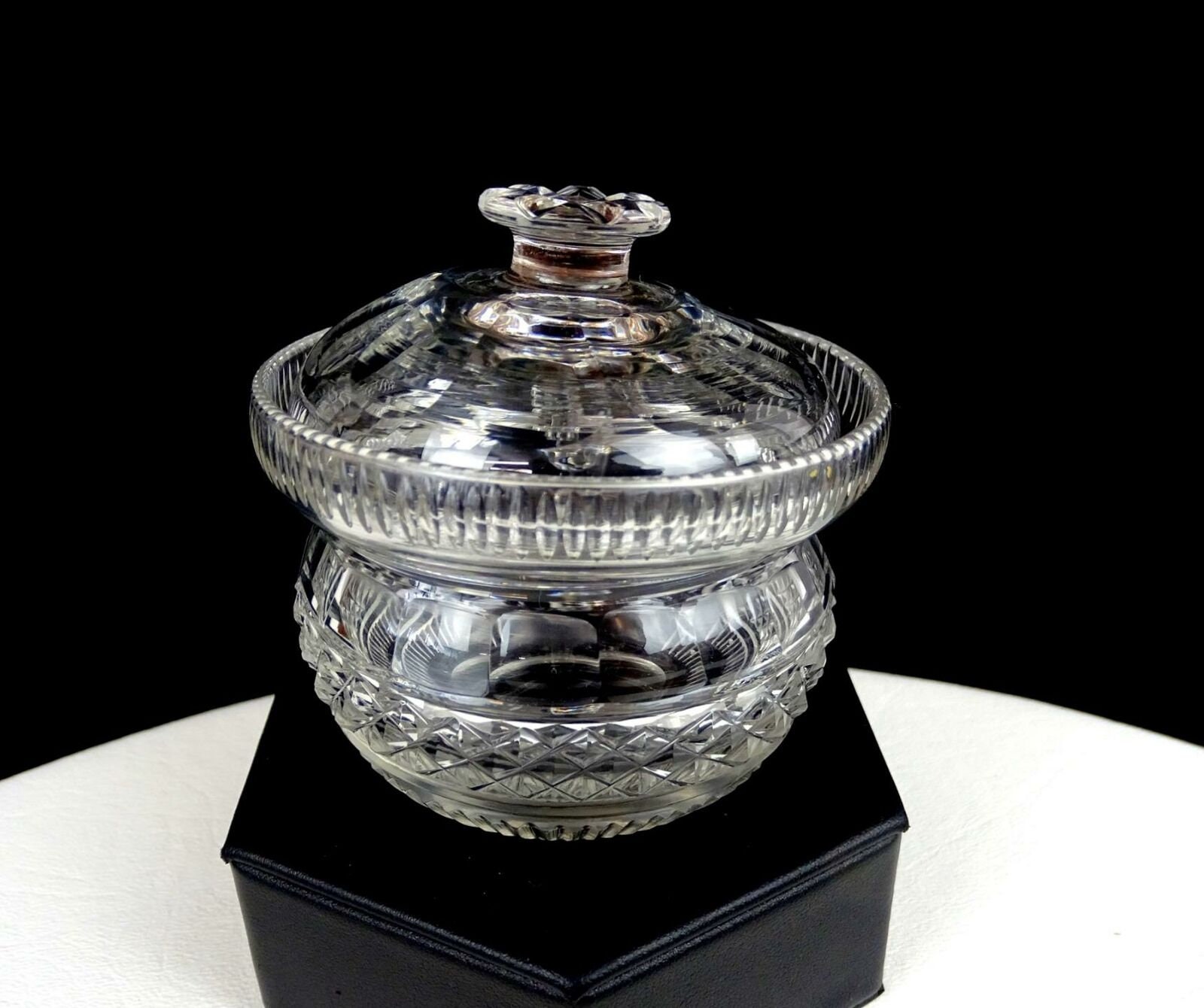 Irish Antique Glass Crystal Crosshatch 2 Pc 2 1/8" Punch Cups