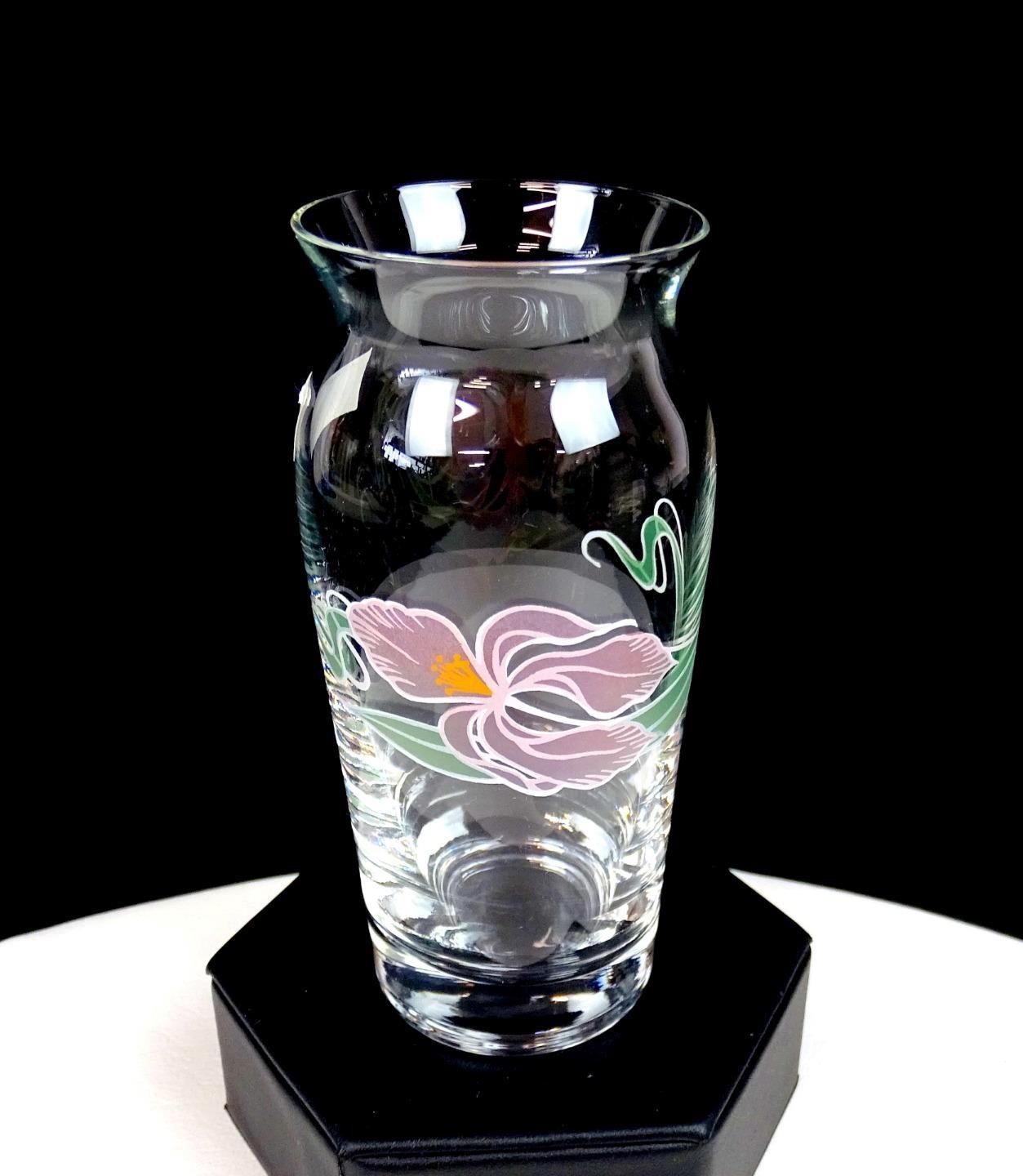 Bohemia Czechoslovakia Crystal Enamel Iris Flower Vintage 4 5/8