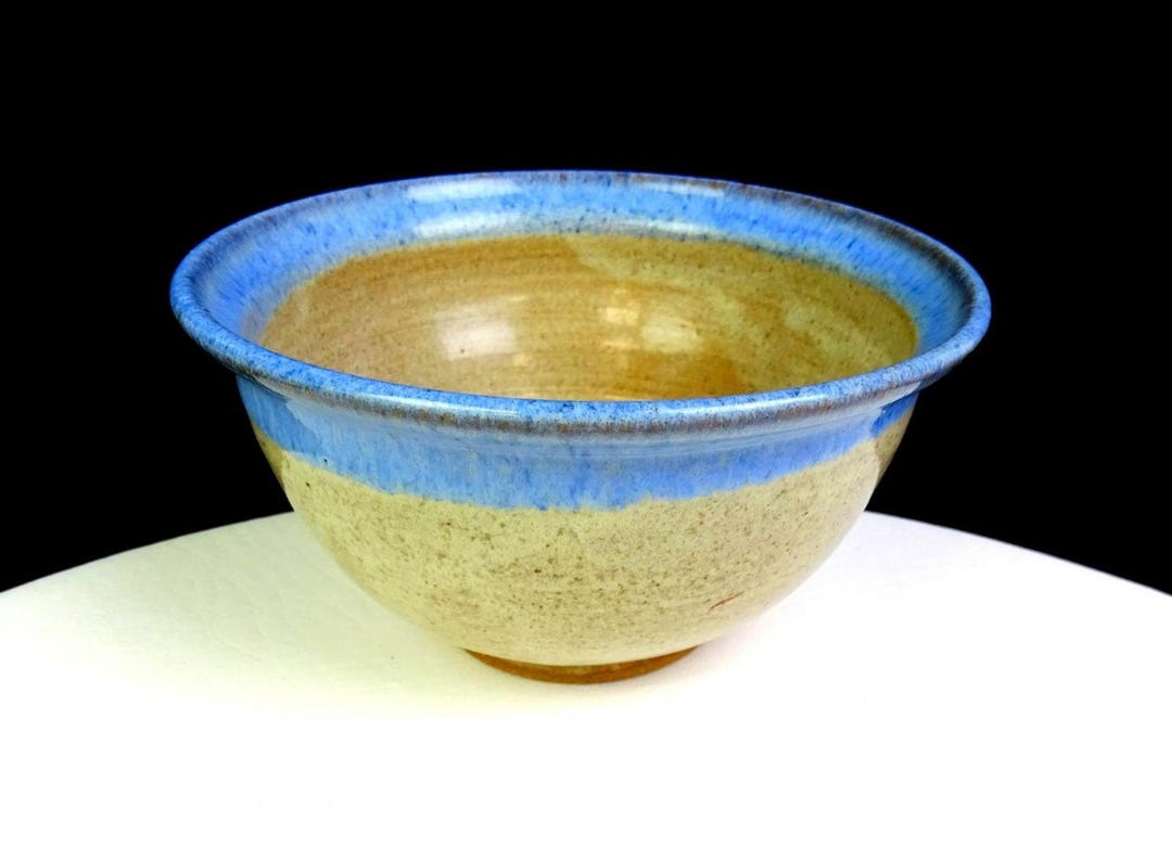 Studio Art Pottery Blue Flambe Tan Speckled Wheel Thrown Stoneware 3 ...