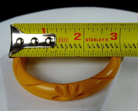 Bakelite Authentic Yellow Lg 3 3/8" Bangle Deep C… - image 9