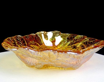 Indiana Glass Marigold Carnival Glass Loganberry 7 3/8" Triangle Candy Dish 1970