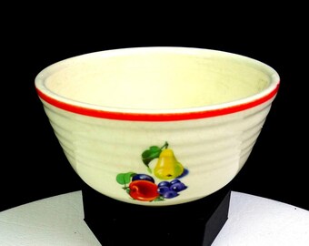 Cronin Pottery Company Bake Oven Fruit Motif Vintage 5 1/8" Mixing Bowl 1930s
