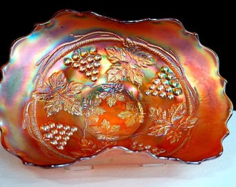 Fenton Irisierende Karneval Glas Marigold Trauben & Kabel 8 "Bananenboot 1910-1925