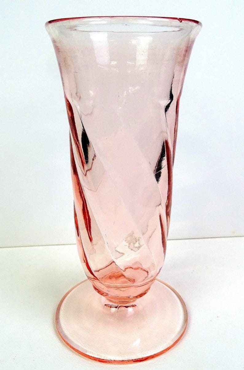 Paden City Glass 154 Rena Resturant Ware Swirl Cheriglo 5 3/4" Parfait 1933-40 immagine 7