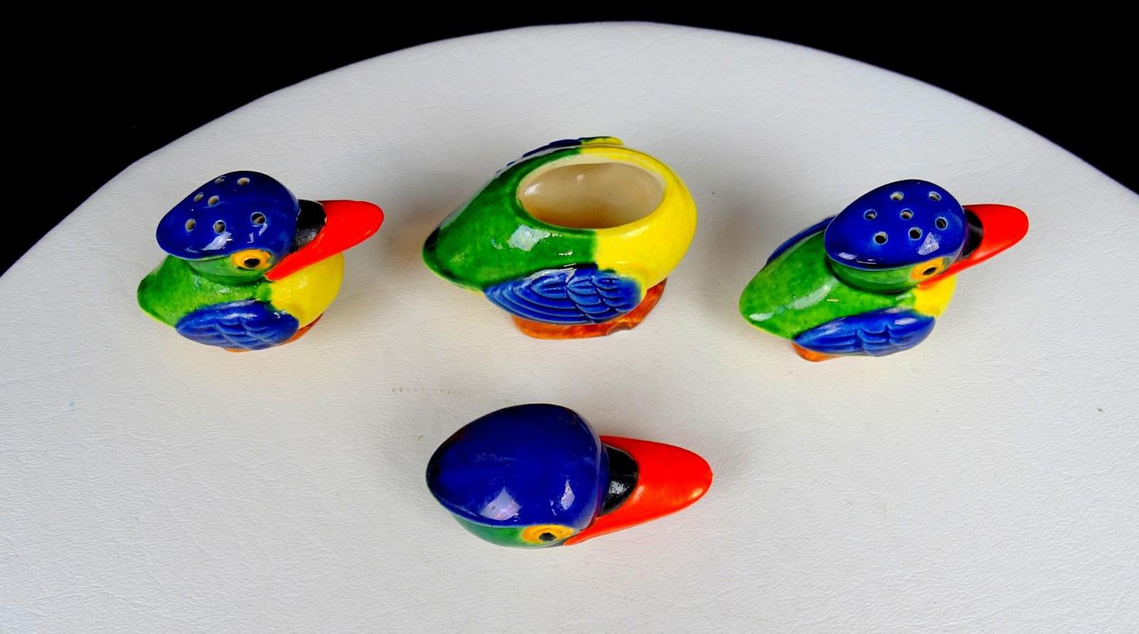 Japanese Porcelain Colorful Kookaburra Tropical Bird 3pc 2 1/2 ...